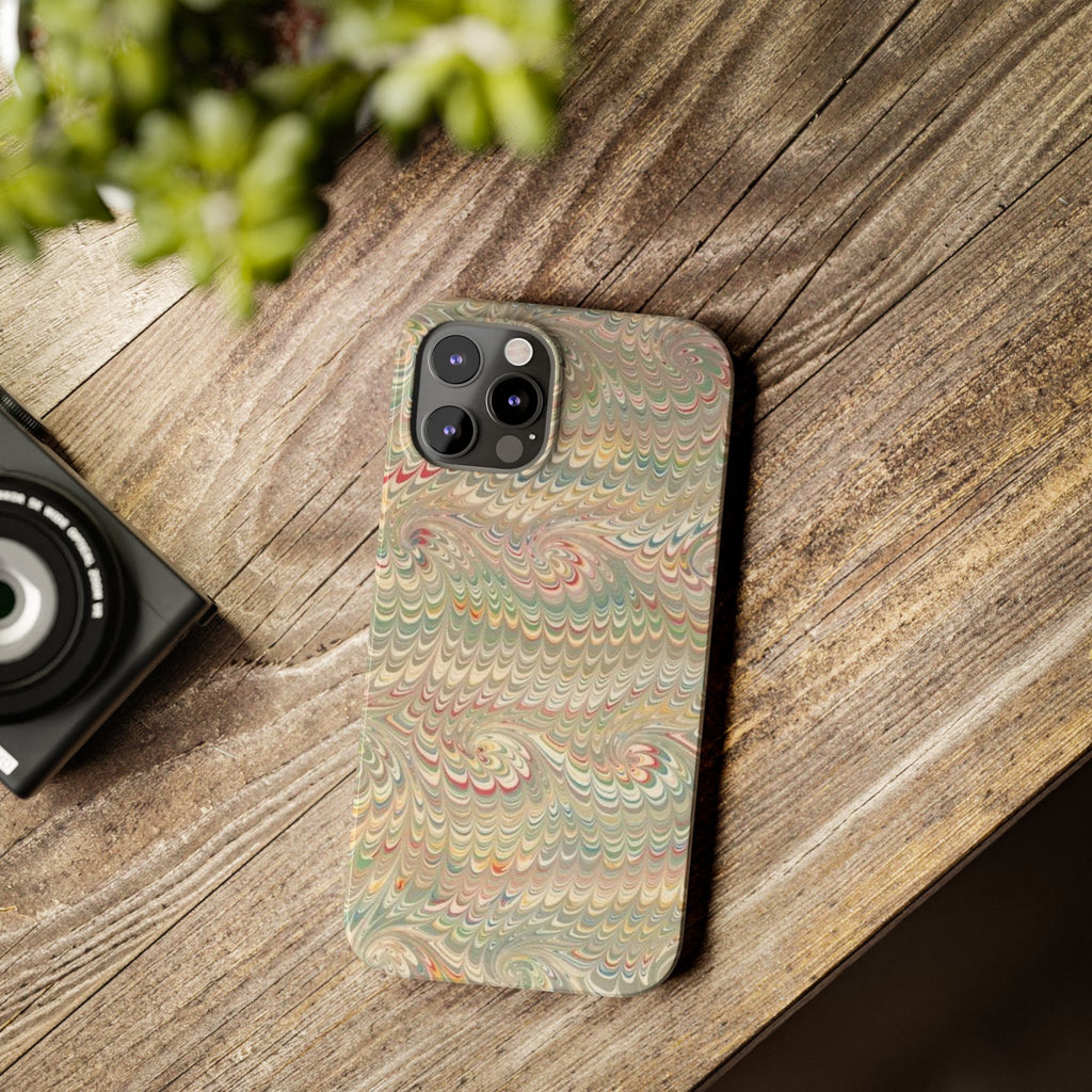 Beige Swirl Marbled Feather Phone Case