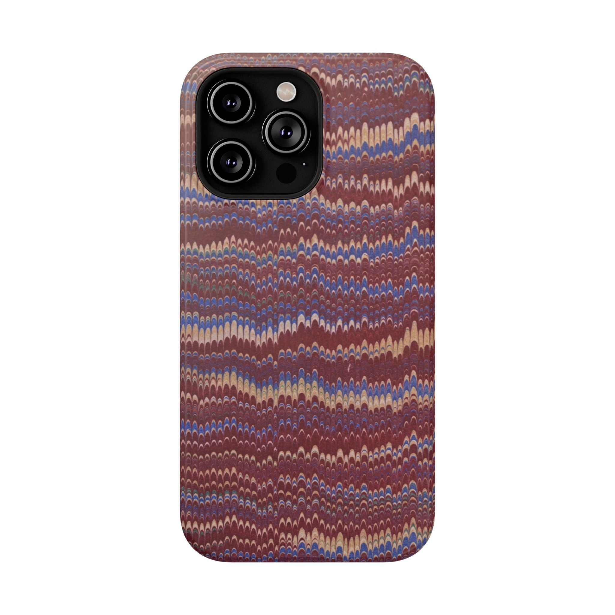 Burgundy and Blue Hues Italian Vintage Marble Design Phone Case for Apple + Samsung