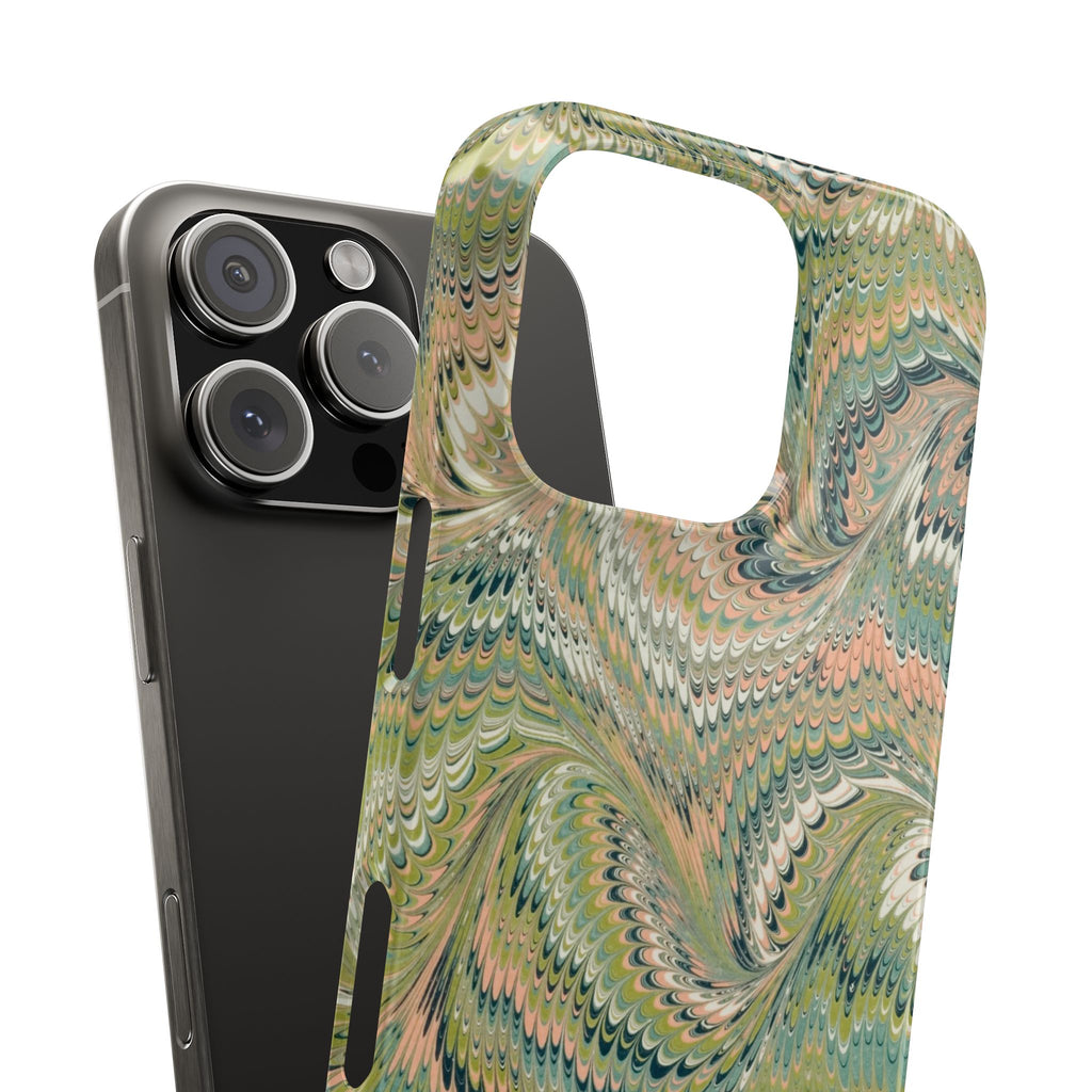 Green + Pink Pastel Italian Marbled Swirl Phone Case - Single Layer Slim Case