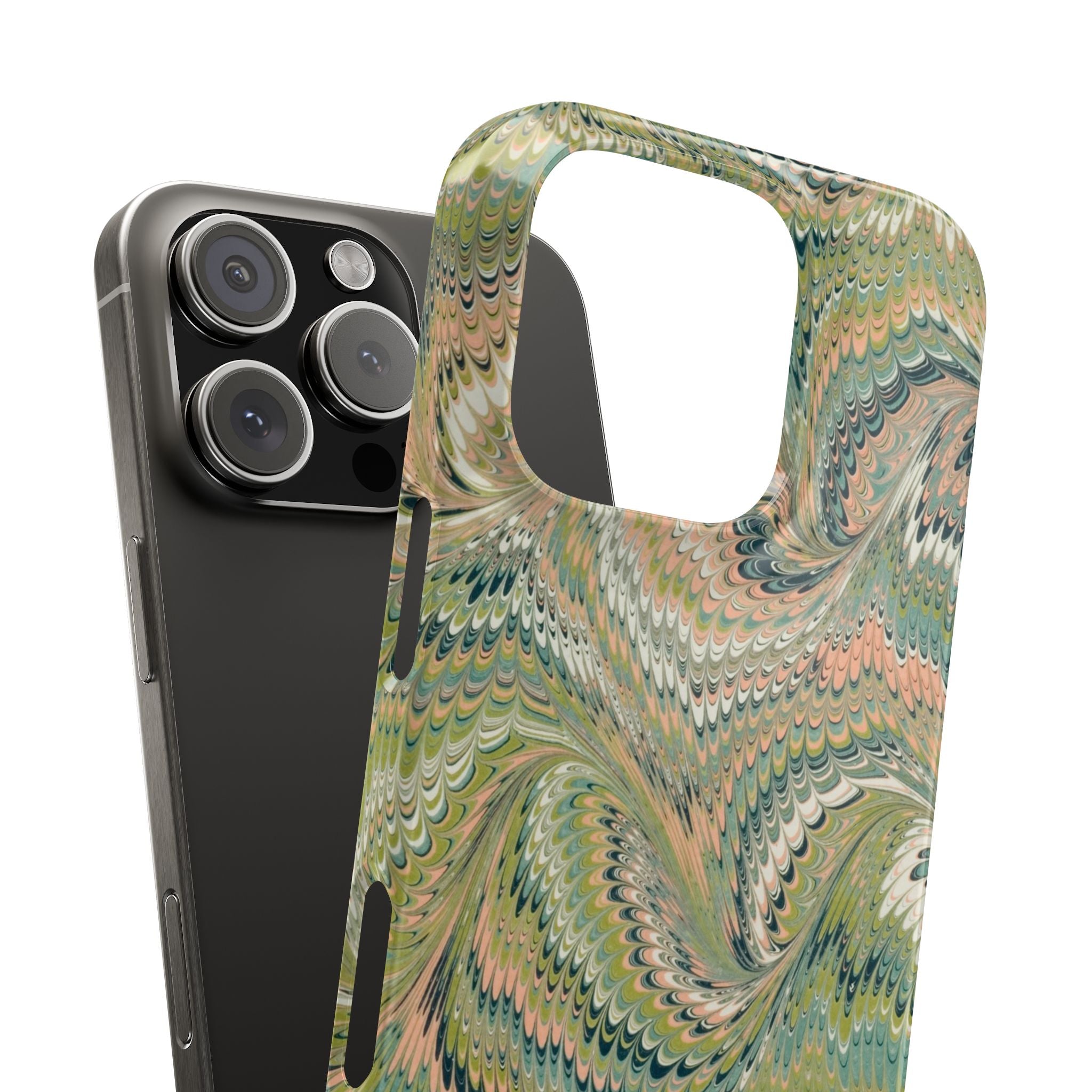 Green + Pink Pastel Italian Marbled Swirl Phone Case - Single Layer Slim Case