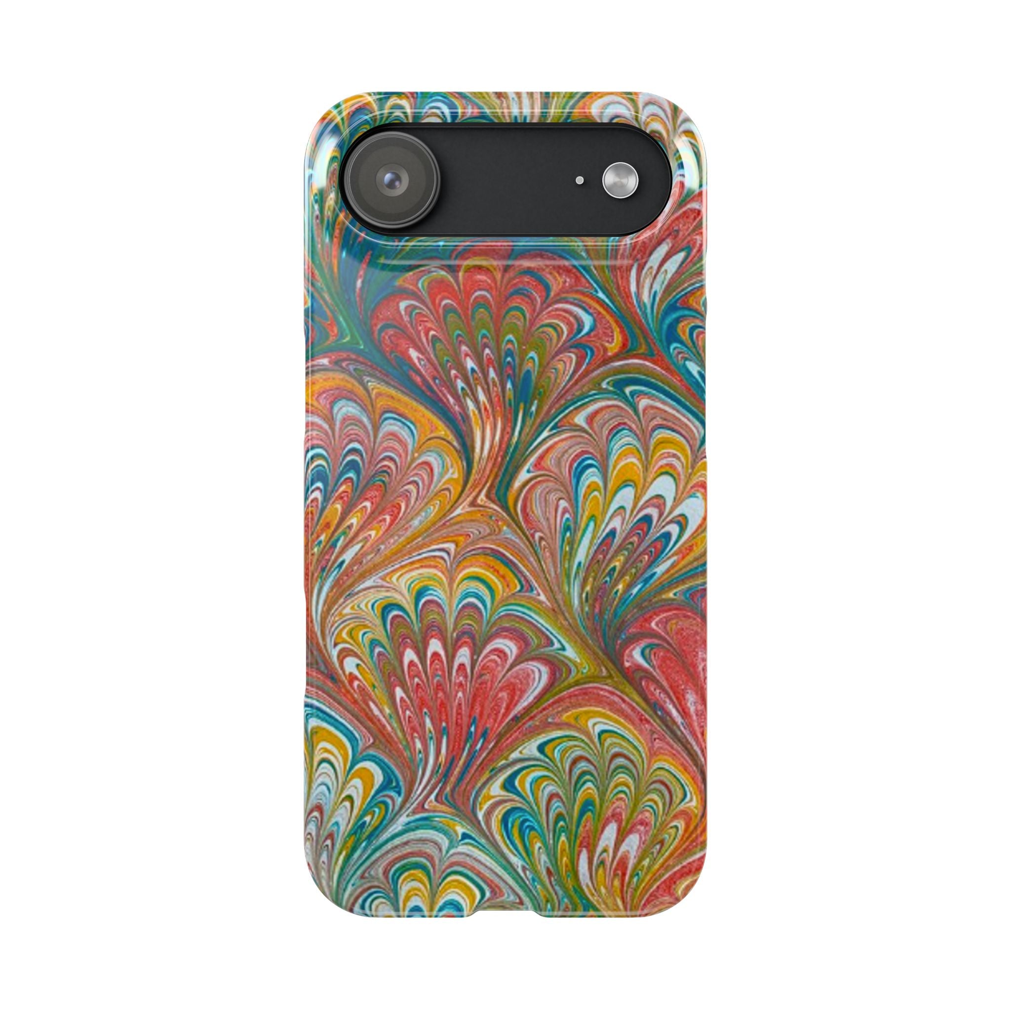 Red, Blue, and Green Italian Vintage Peacock Marbled Design