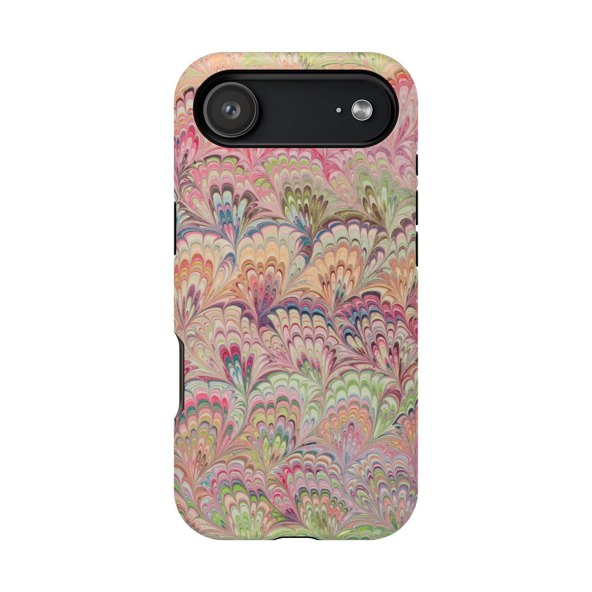 Marbled Pastel Pink and Green Impact-Resistant Phone Case for Apple + Samsung