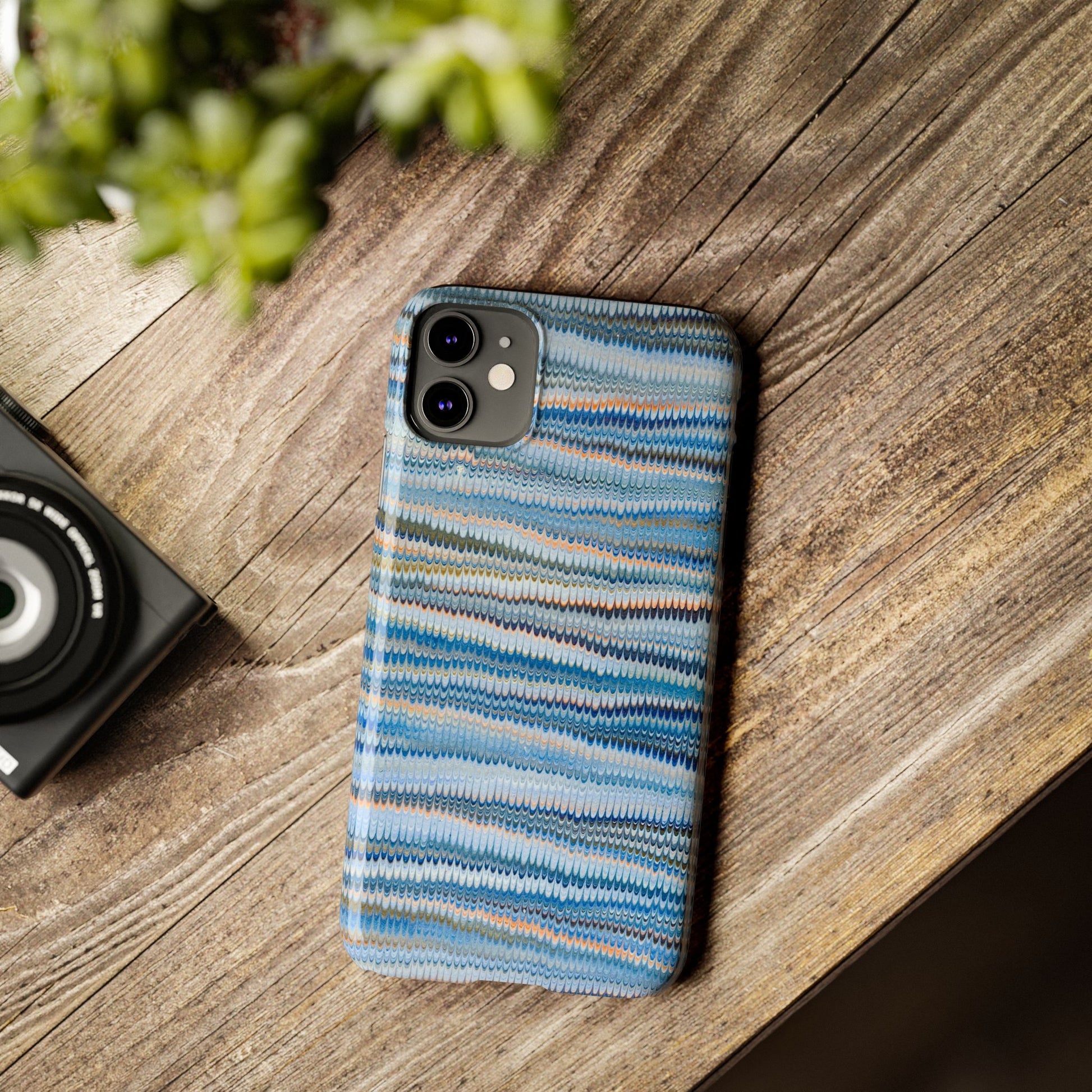 Blue Italian Hand-Painted and Vintage Marbled Inspired Paper Design, Italy Feather Phone Case, iPhone15 Case and all iPhone Case Sizes