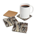 Beige Italian Marbled Cork Coaster Set, Modern Minimalist Drink Coasters (4-Pack)