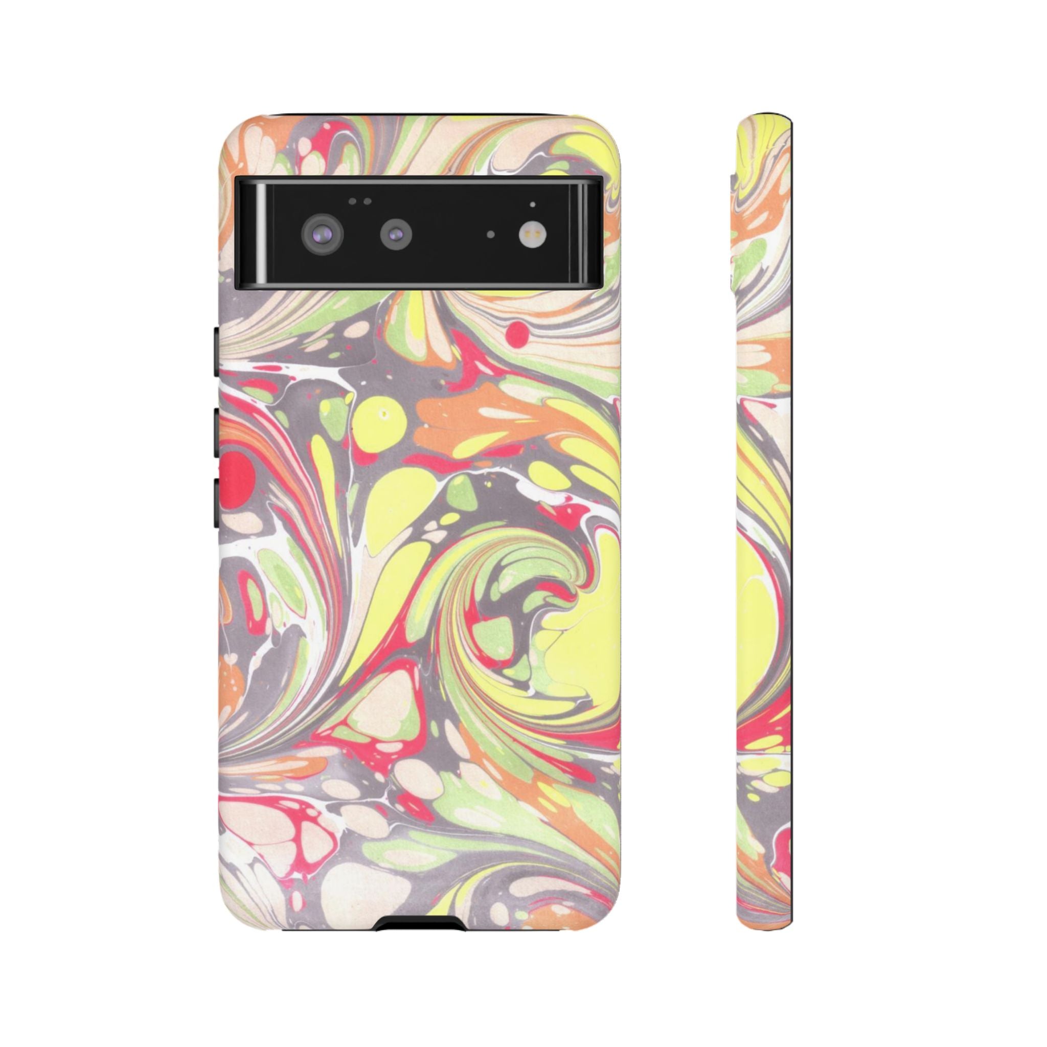 Yellow and Pink Swirl Marbled Italian Phone Case - Dual Layer - Matte or Glossy