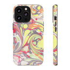 Yellow and Pink Swirl Marbled Italian Phone Case - Dual Layer - Matte or Glossy