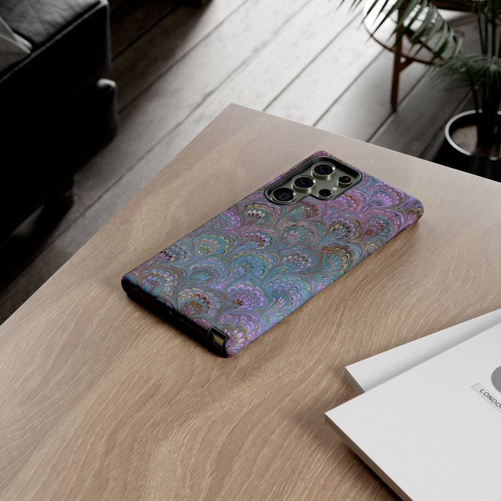 Lavender Marbled Peacock Durable Phone Case - Matte or Glossy