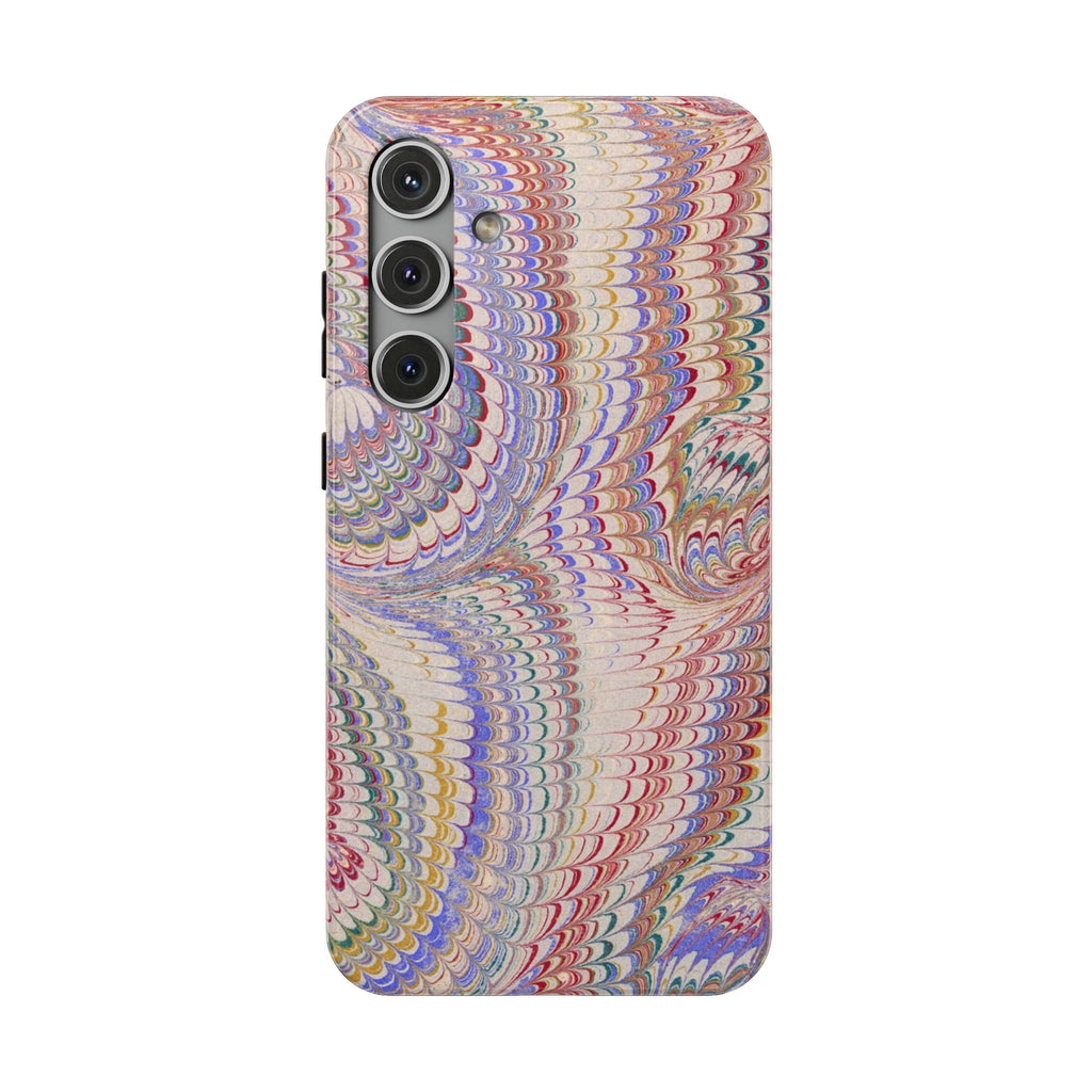 Pink and Lavender Pastel Italian Vintage Feathered Design Dual Layer Durable Phone Case