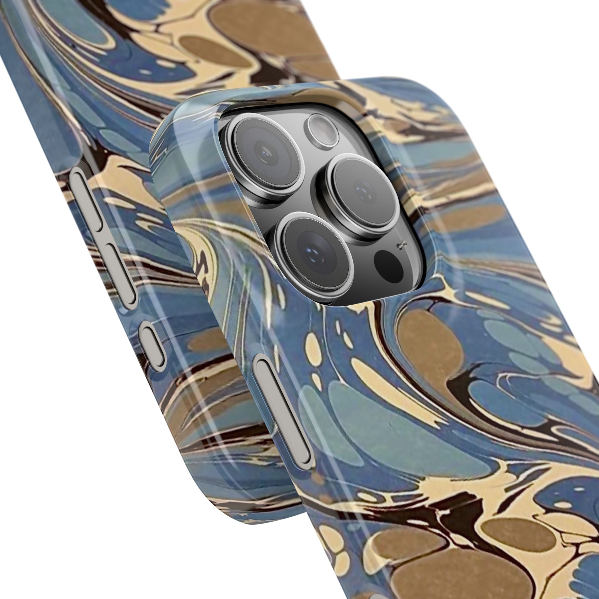 Blue and Beige Marbled Swirl Phone Case - Single Layer Slim Case