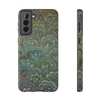 iPhone17 + All Models Phone Cases, Italian Peacock Feather Design, Stylish Impact-Resistant Shell, Protective Cover, Green Peacock Print