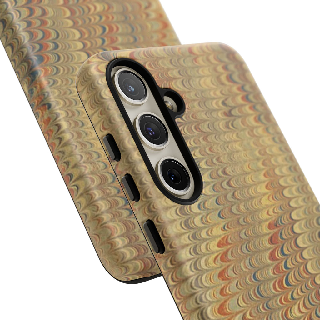 Beige and Blue Marbled Durable Phone Case - Dual Layer - Matte or Glossy