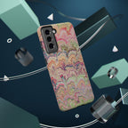 Marbled Pastel Pink and Green Impact-Resistant Phone Case for Apple + Samsung