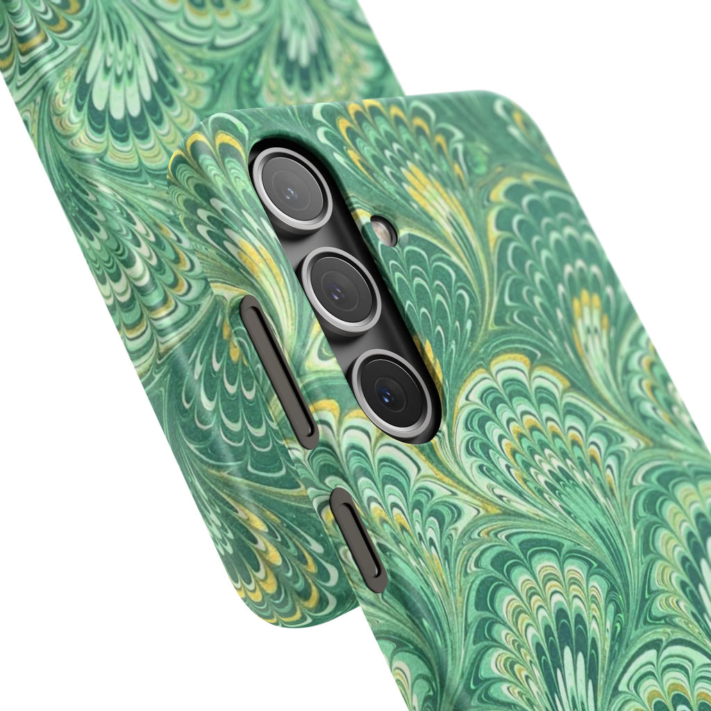 Marbled Feather Green Swirl - Single Layer Slim Phone Case