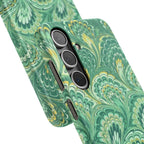 Marbled Feather Green Swirl - Single Layer Slim Phone Case