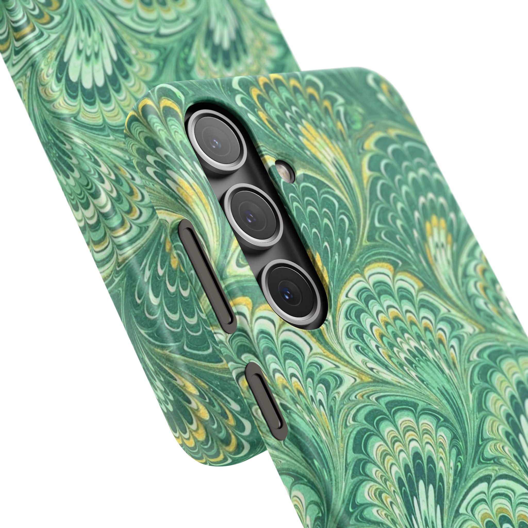 Marbled Feather Green Swirl - Single Layer Slim Phone Case