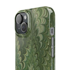 Green Marbled Slim Phone Case — Botanical Swirl Pattern Slim Case