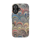 Marbled Peacock Feather Tough Phone Case — Durable Artistic Pattern Protective Cover