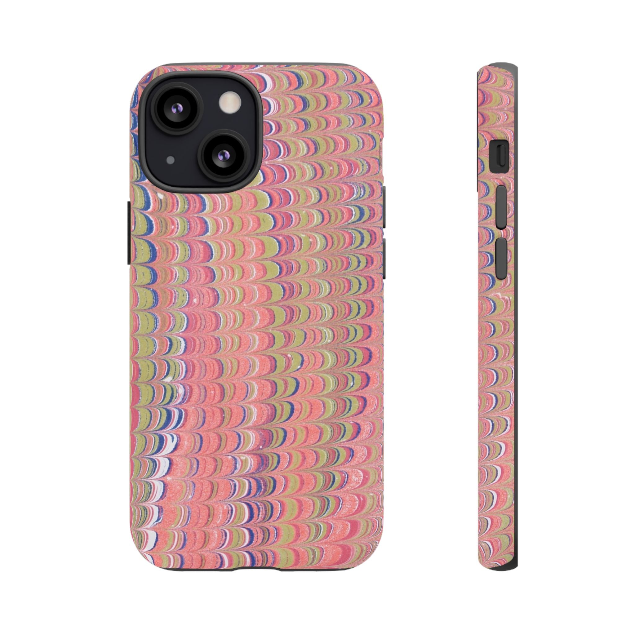 Pink Pastels Feather Marbled Vintage Design iPhone 16 + Samsung + Apple + Google - all models