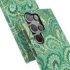 Marbled Feather Green Swirl - Single Layer Slim Phone Case