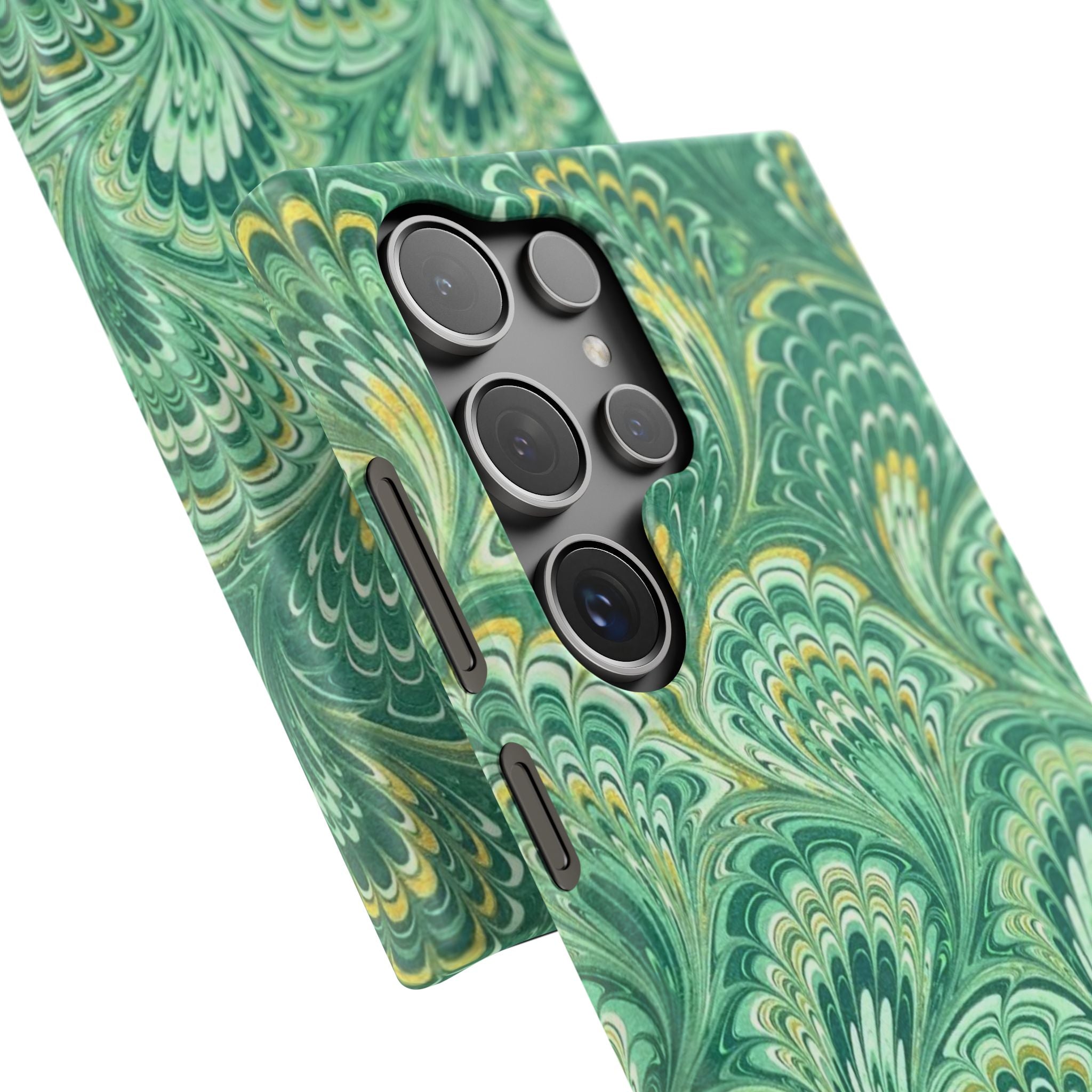 Marbled Feather Green Swirl - Single Layer Slim Phone Case