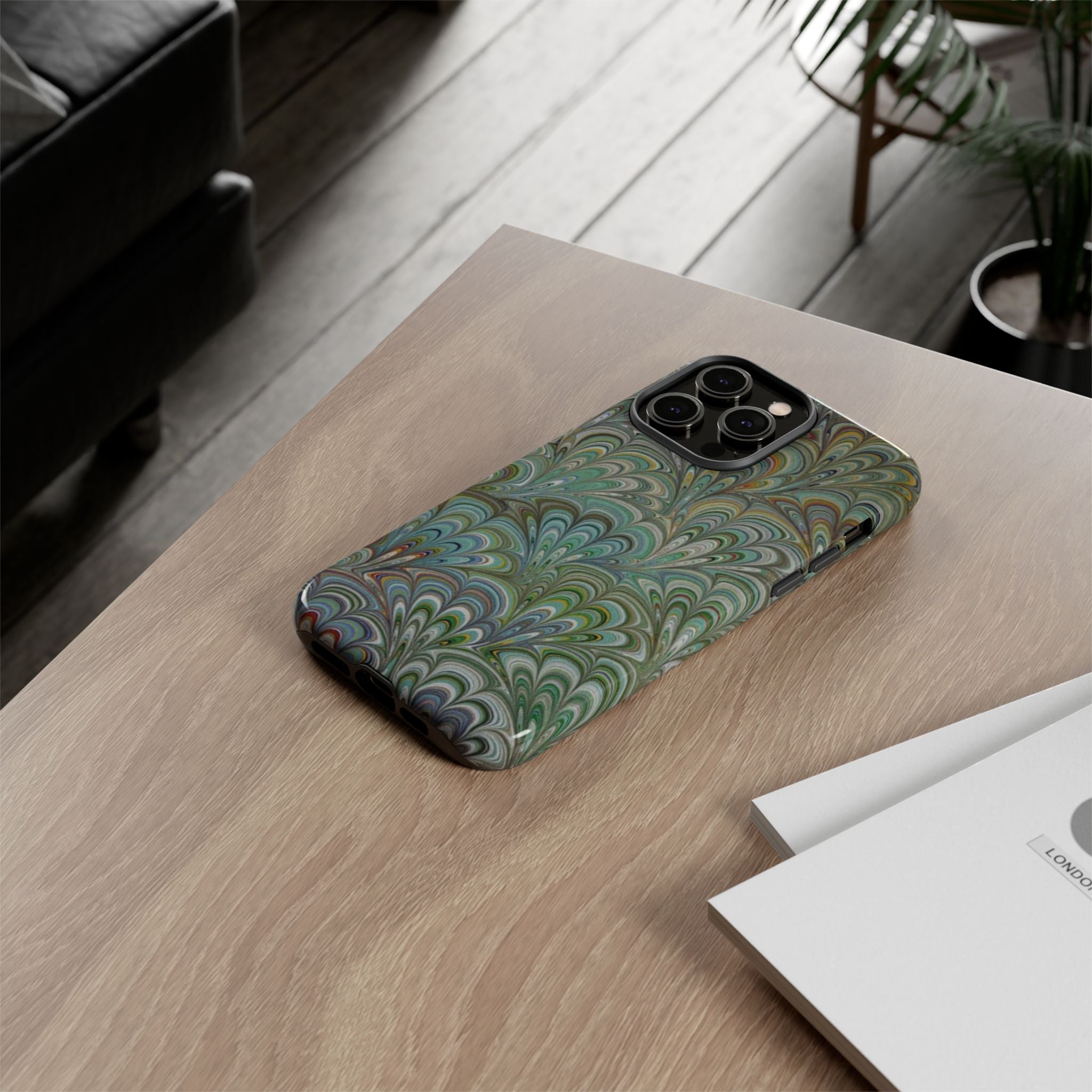 Green Peacock Marbled Phone Case — "Tough Cases" Ultra-Tough Protective Cover