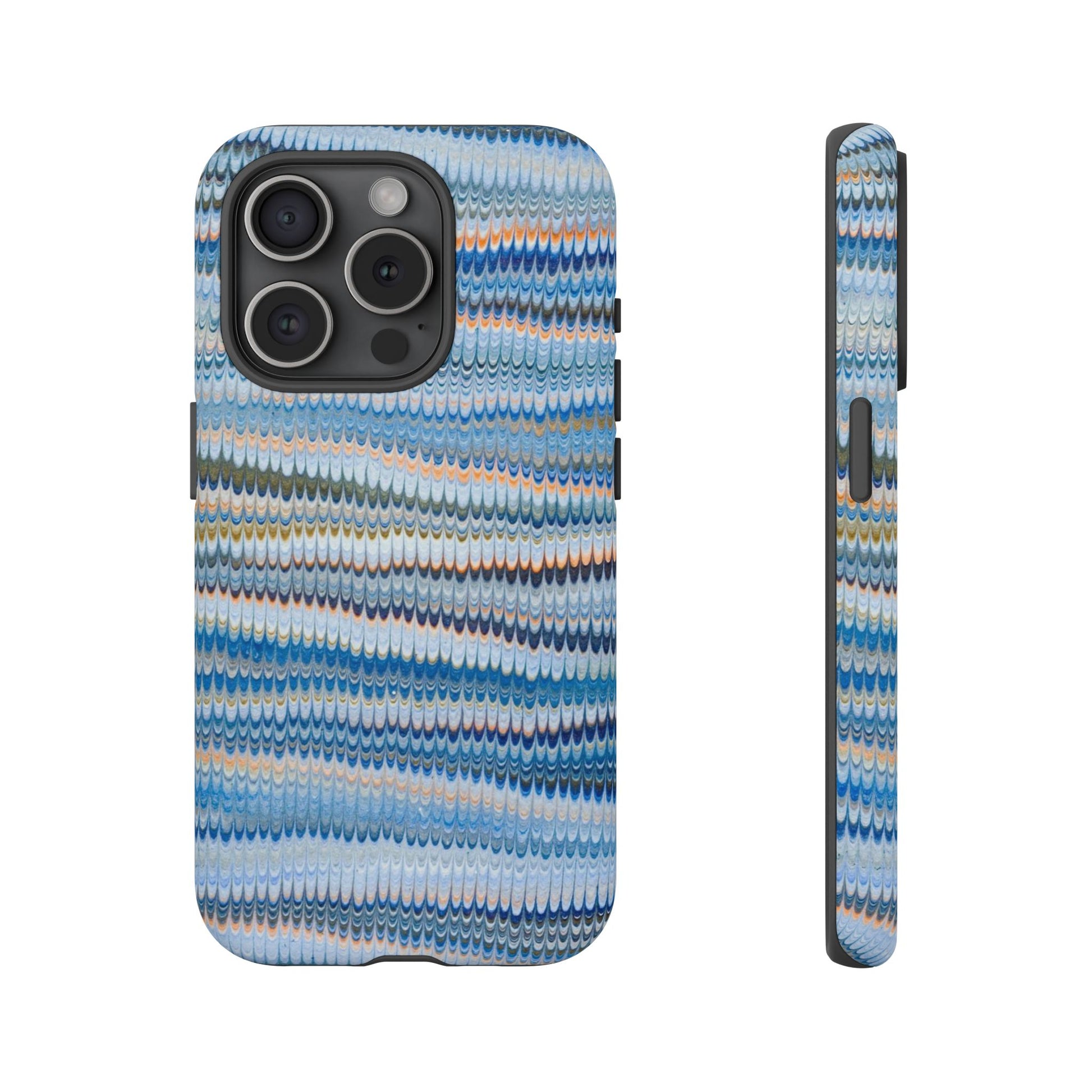 Blue Marbled Phone Cases iPhone 16 + Samsung + Apple + Google - all models, Vintage Marbled Design - Tough Cases