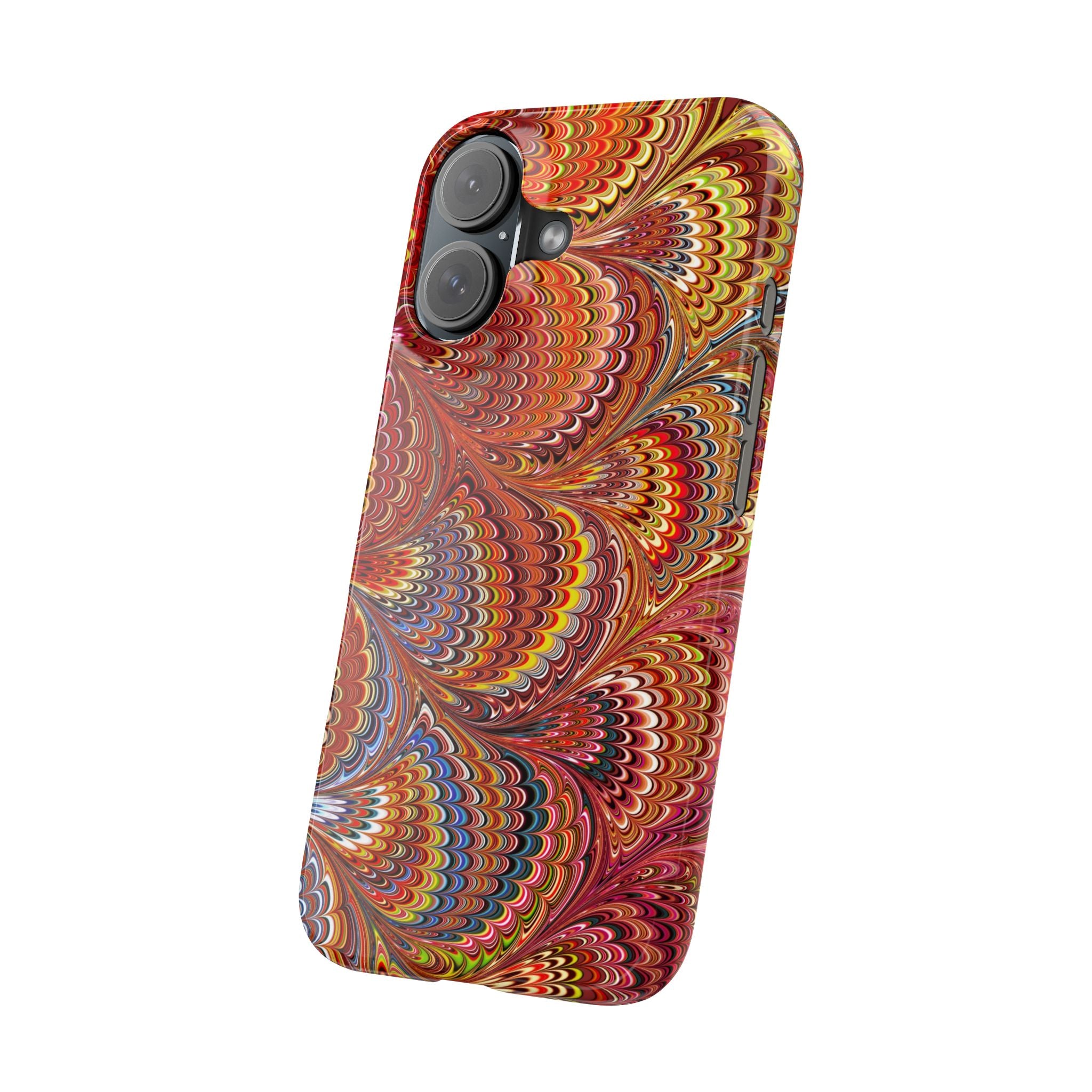 Red, Blue + Yellow Marbled Slim Phone Case