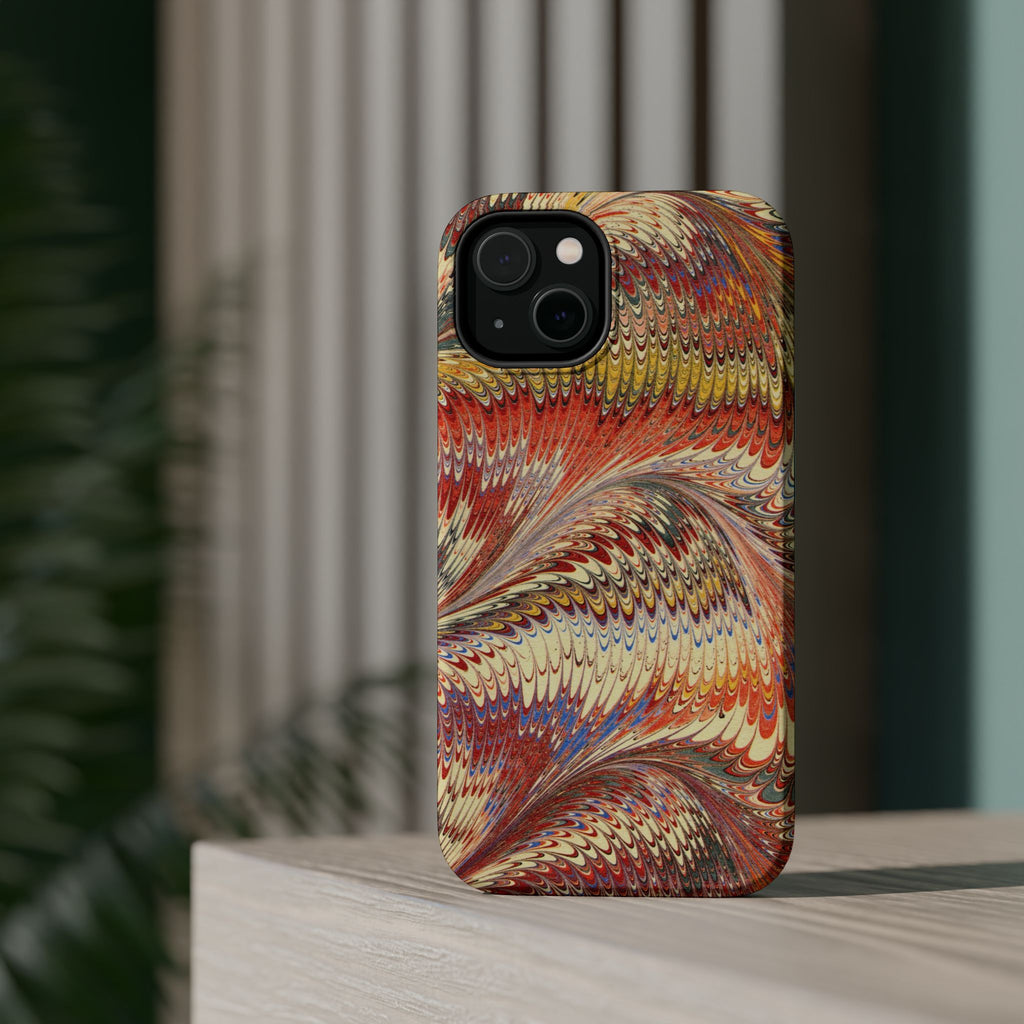 Rust + Gold Italian Marbled Design Magnetic MAG SAFE - Dual Layer Case - Glossy or Matte
