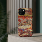 Rust + Gold Italian Marbled Design Magnetic MAG SAFE - Dual Layer Case - Glossy or Matte