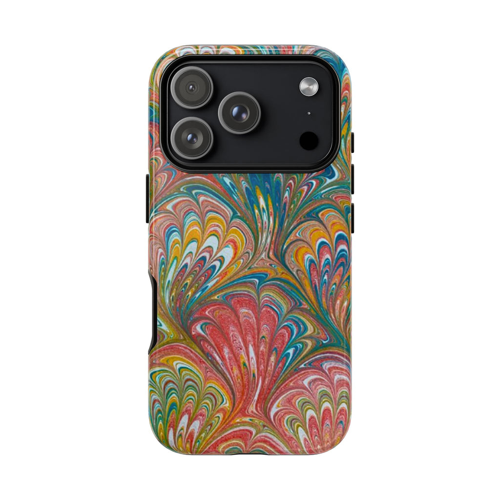 Red, Blue, and Green Marbled Italian Phone Case - Dual Layer - Matte or Glossy
