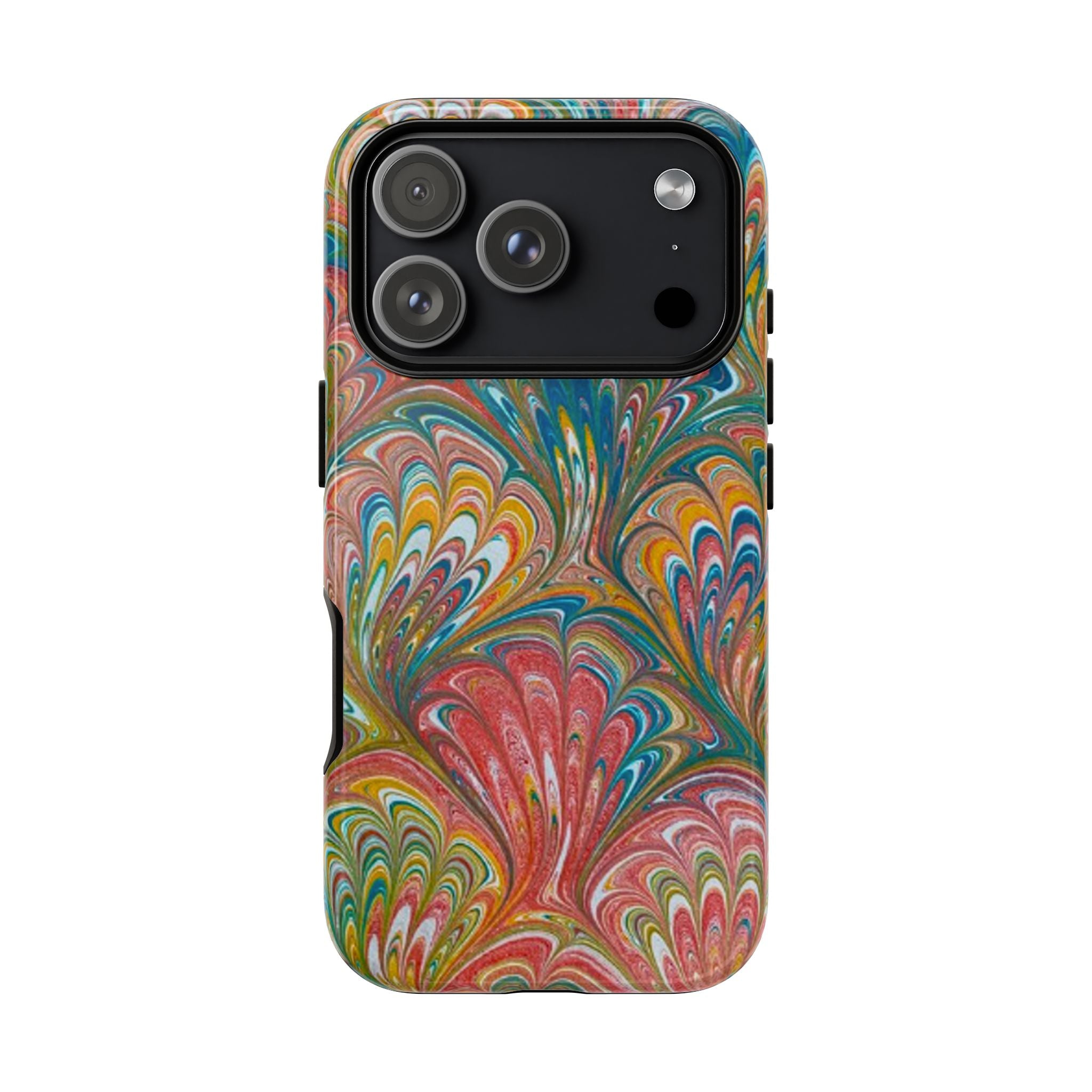 Red, Blue, and Green Marbled Italian Phone Case - Dual Layer - Matte or Glossy