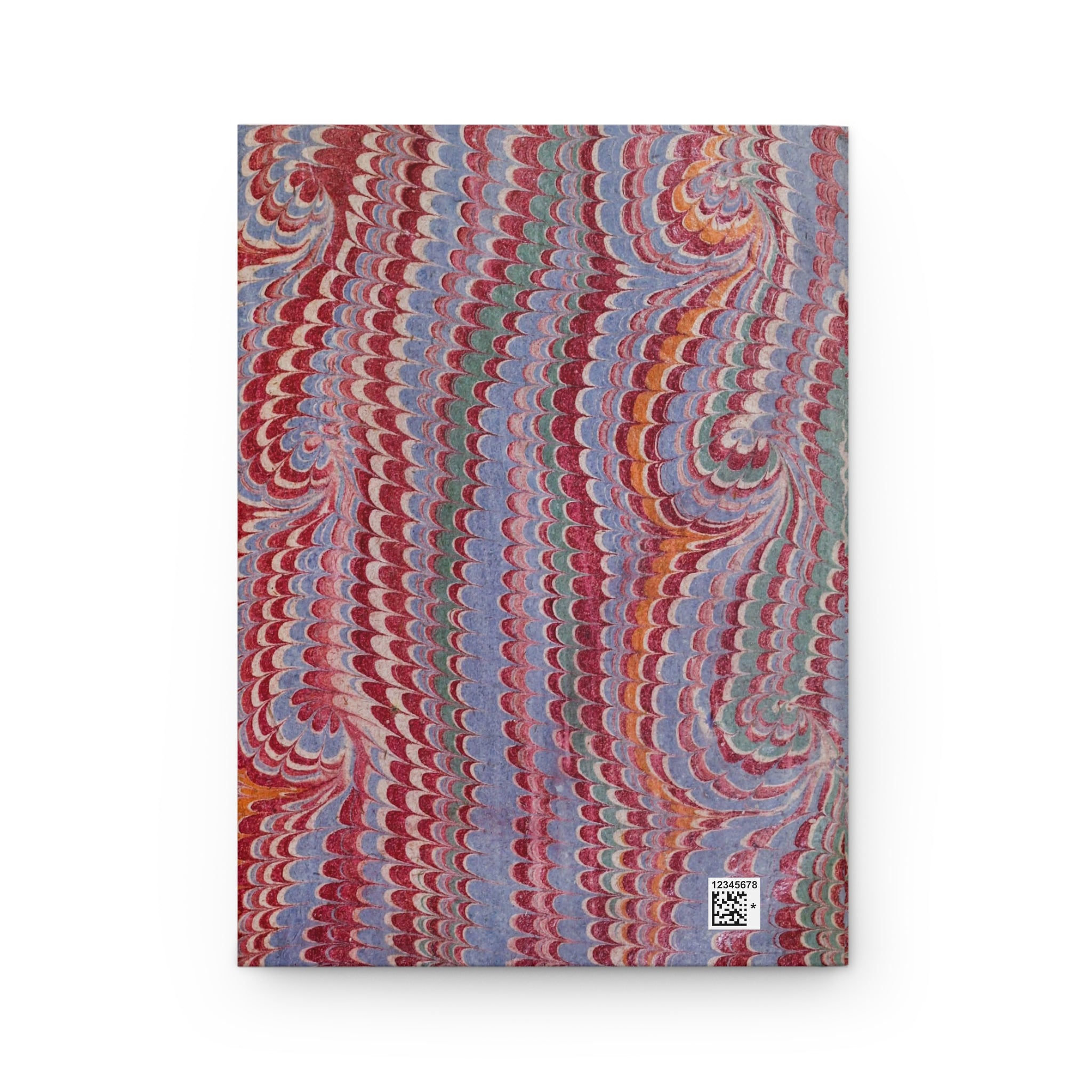 Burgundy & Light Blue Italian Feather Marble Hardcover Journal — Matte