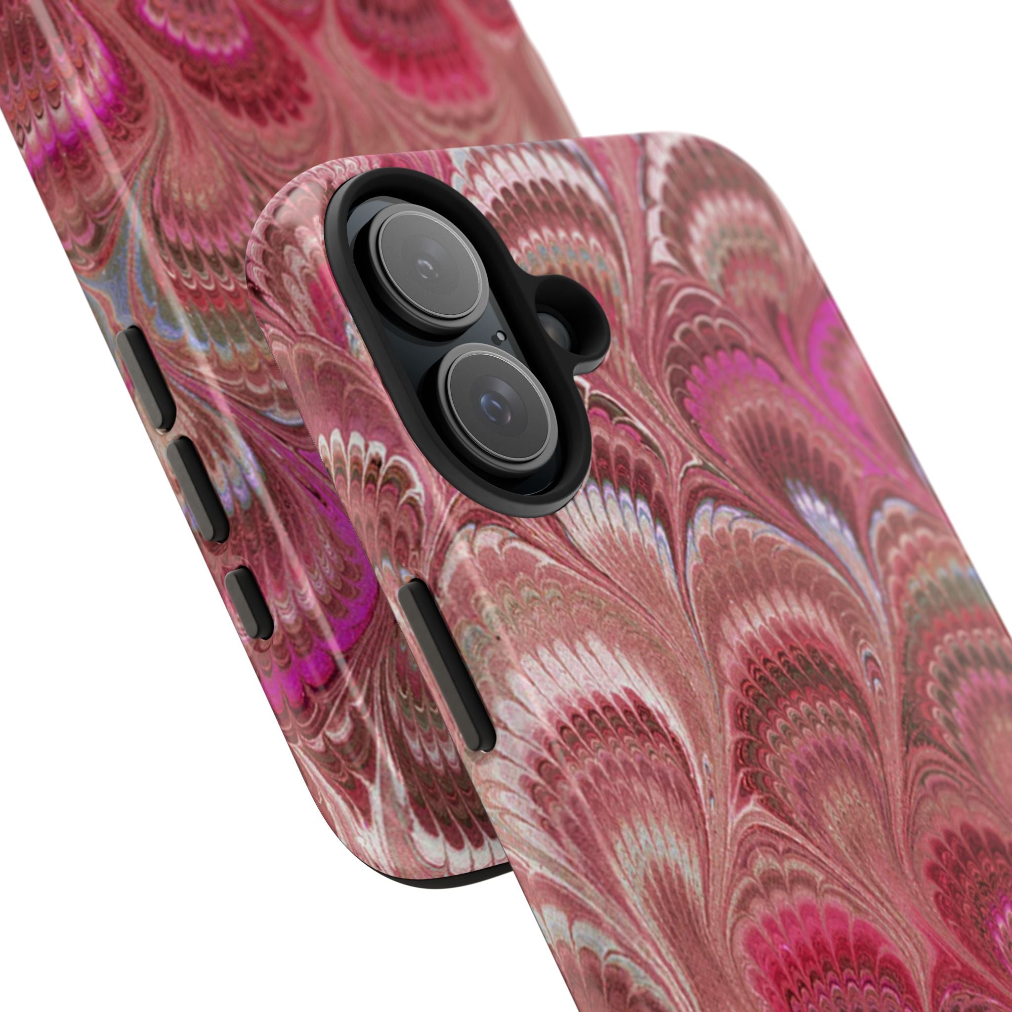 Pink Peacock Marble Italian Tough Phone Case — Durable Marbled Phone Case