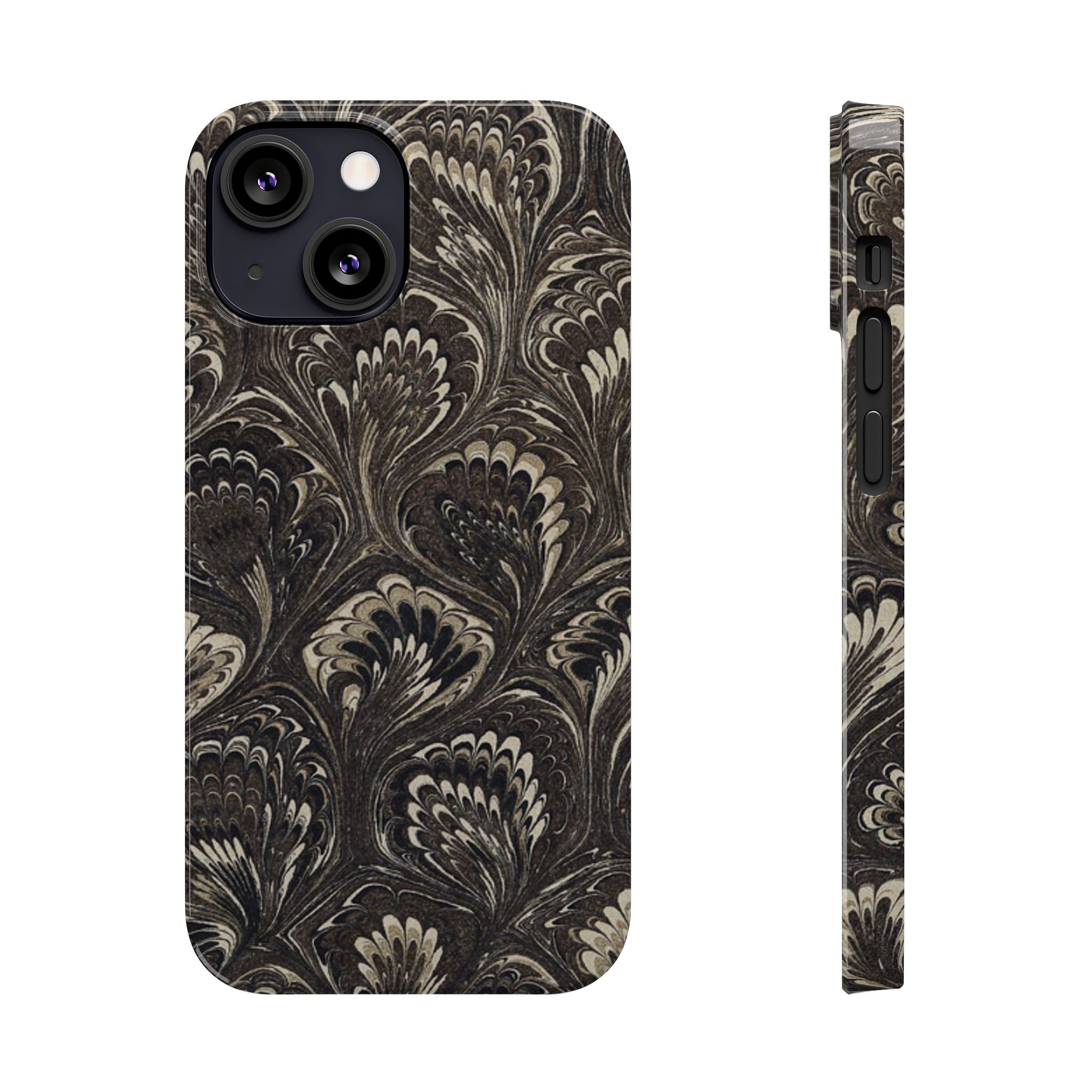 Black Italian Marble Design Slim iPhone 17 + all models Phone Cases