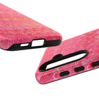 Pink and Gold Marbled Peacock Durable Phone Case - Olive Green and Brown - Matte or Glossy