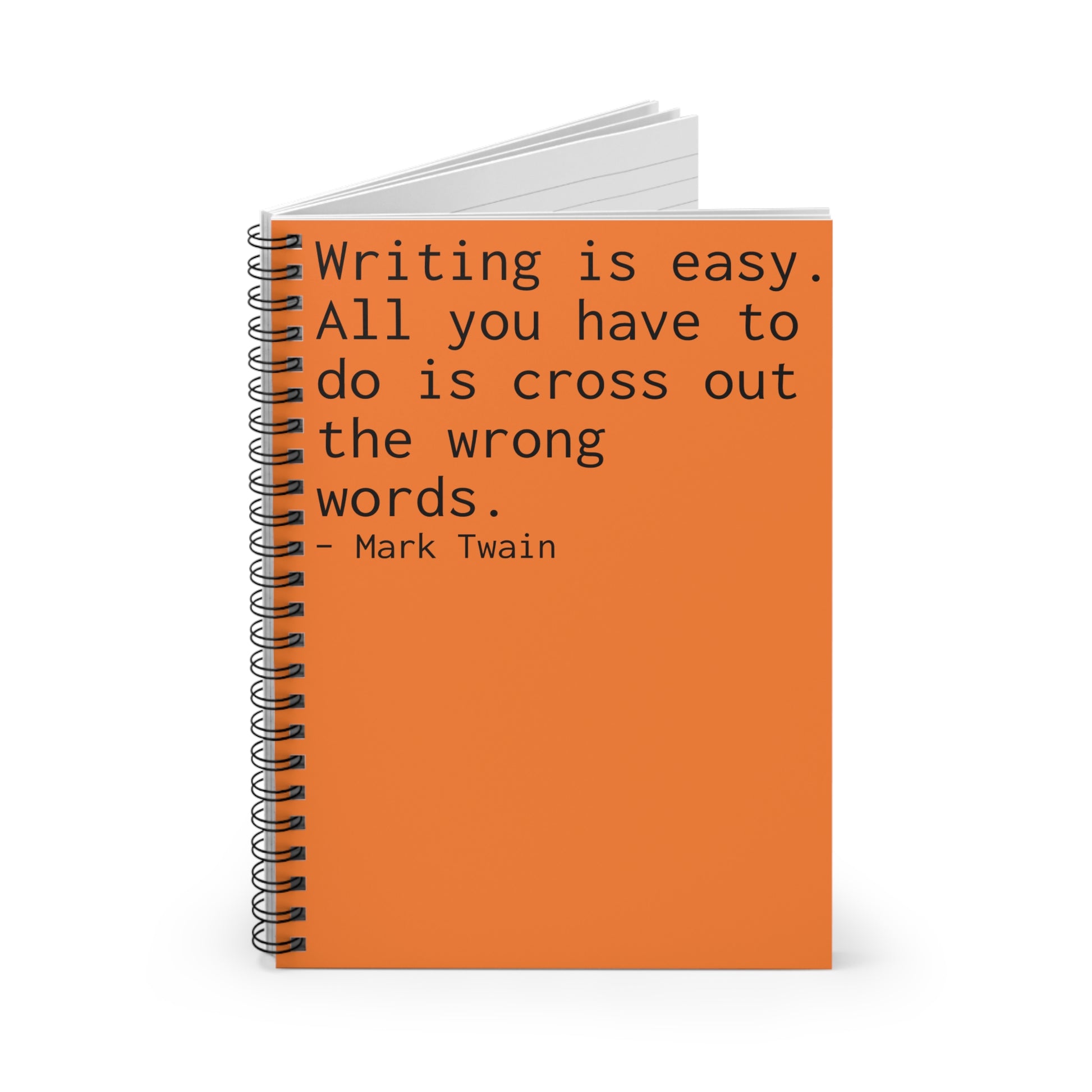 Funny Mark Twain Quote Spiral Notebook, Journal, Diary - Ruled Line - Orange