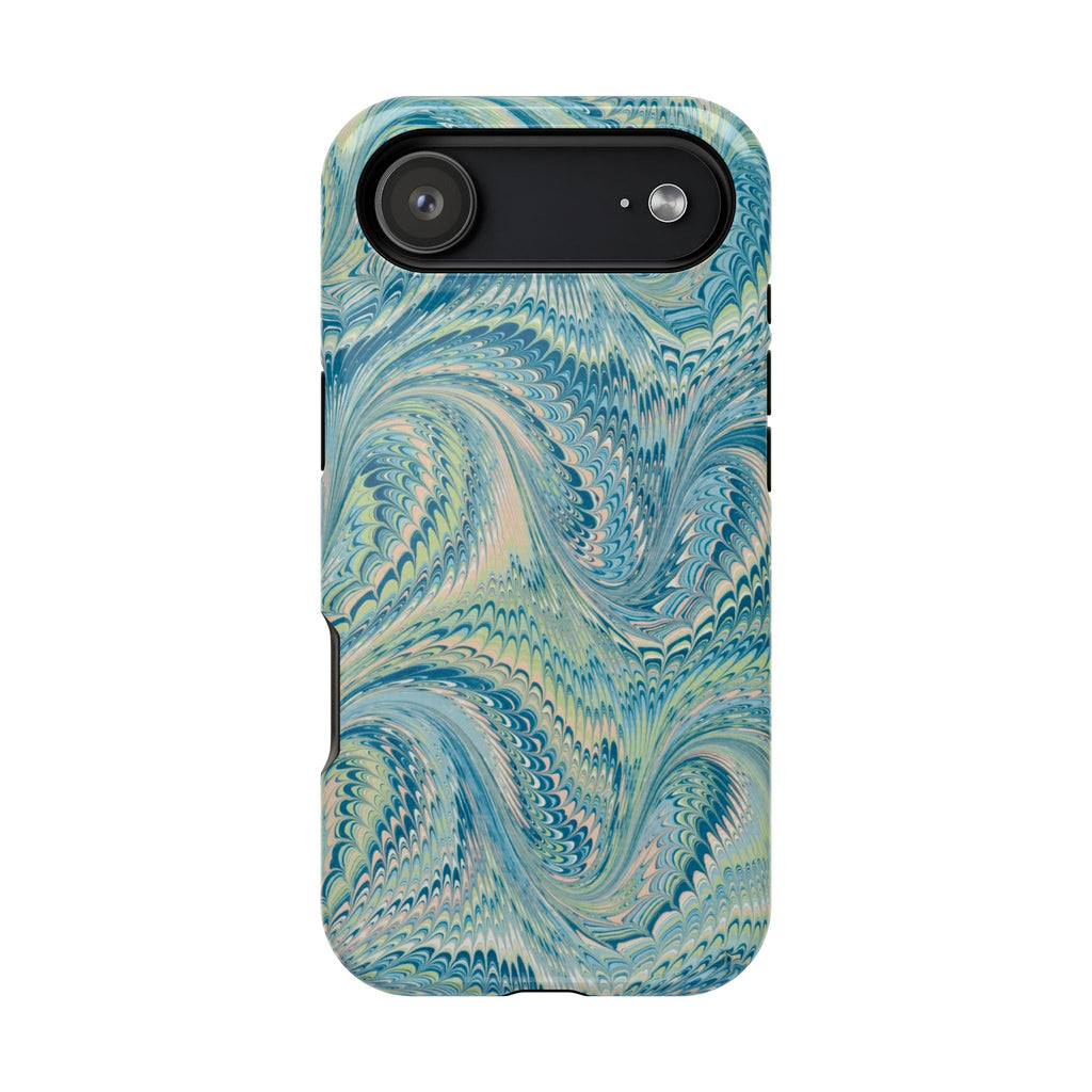 Aqua + Green Marble Phone Case - Impact-Resistant MAG SAFE - Dual Cover Design