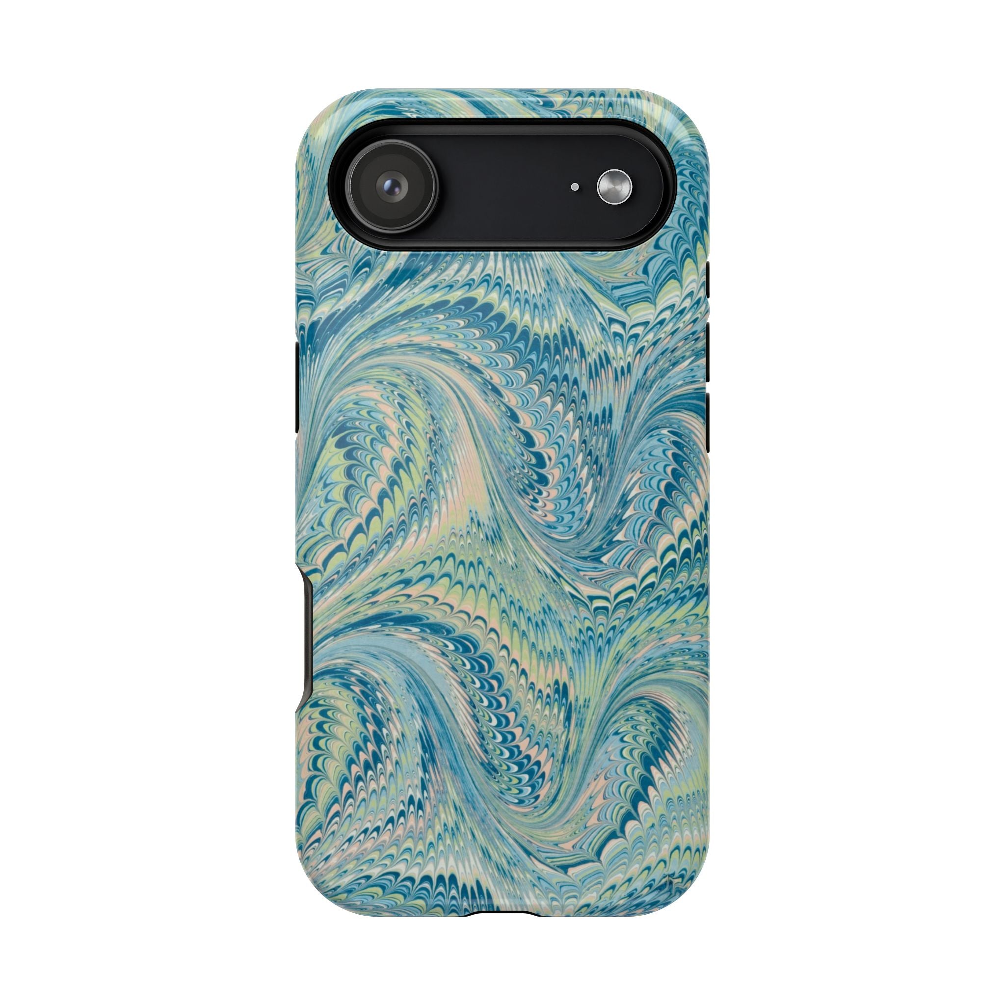 Aqua + Green Marble Phone Case - Impact-Resistant MAG SAFE - Dual Cover Design