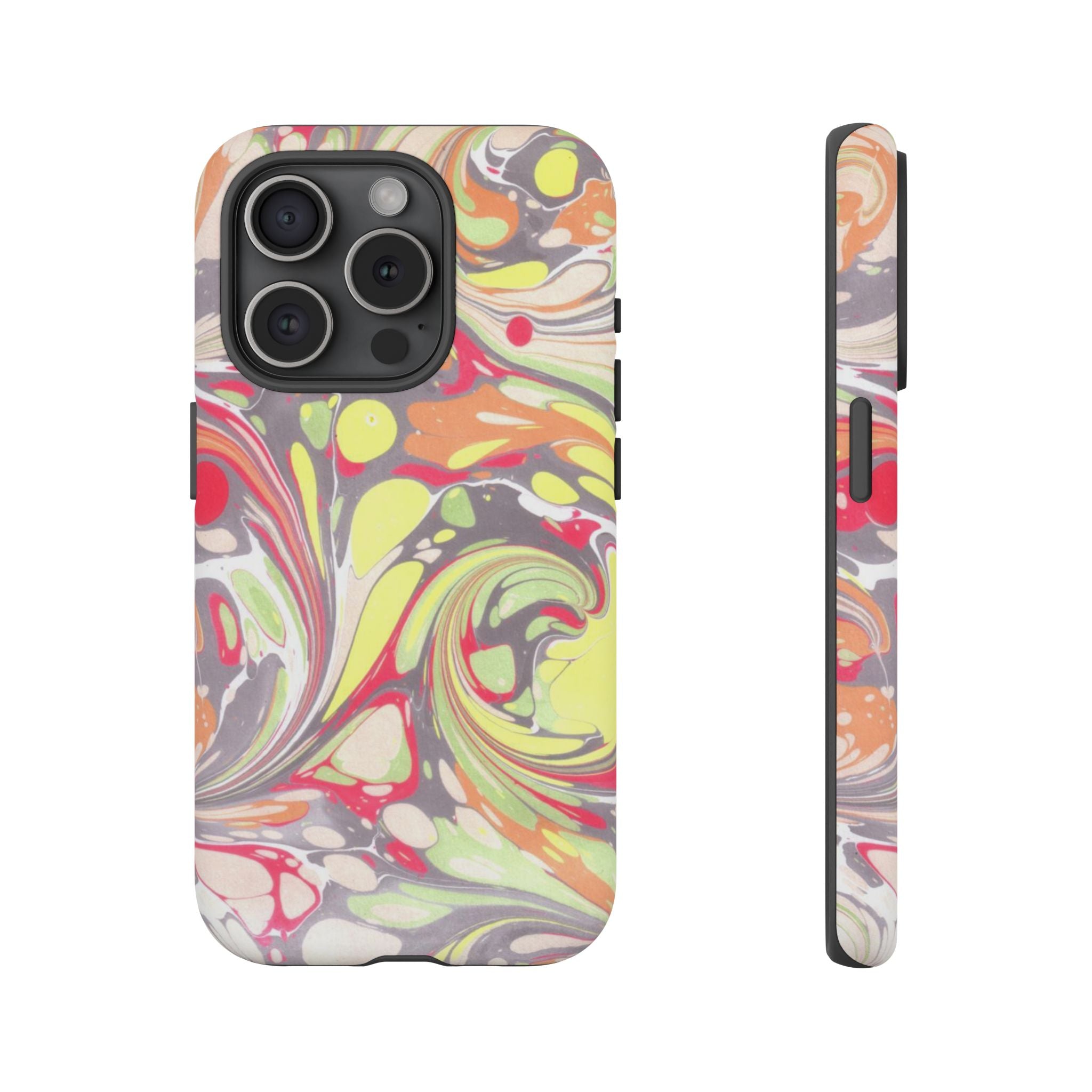 Yellow and Pink Swirl Marbled Italian Phone Case - Dual Layer - Matte or Glossy