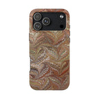Neutral Browns Vintage Marbled Feather Tough Phone Case - Dual Layer