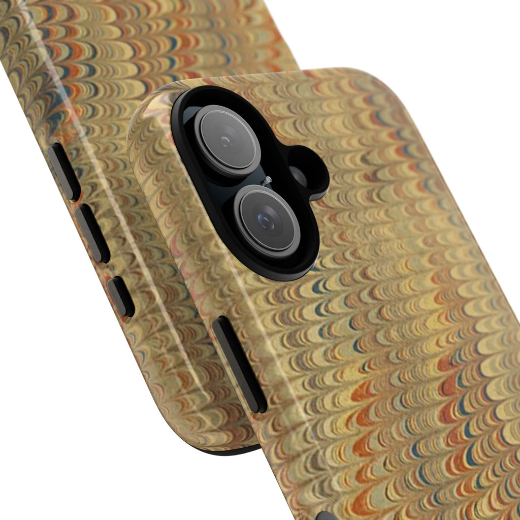 Beige and Blue Marbled Durable Phone Case - Dual Layer - Matte or Glossy