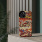 Rust + Gold Italian Marbled Design Magnetic MAG SAFE - Dual Layer Case - Glossy or Matte