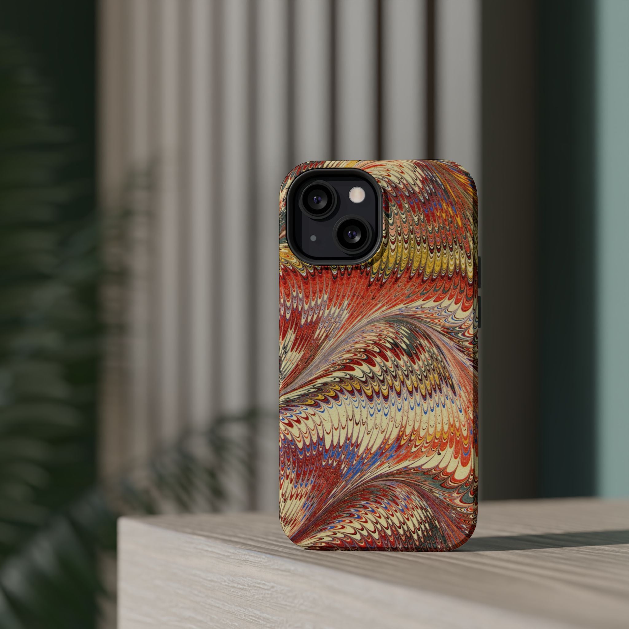 Rust + Gold Italian Marbled Design Magnetic MAG SAFE - Dual Layer Case - Glossy or Matte