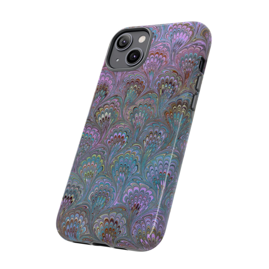 Lavender Marbled Peacock Durable Phone Case - Matte or Glossy