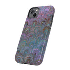 Lavender Marbled Peacock Durable Phone Case - Matte or Glossy