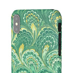 Marbled Feather Green Swirl - Single Layer Slim Phone Case
