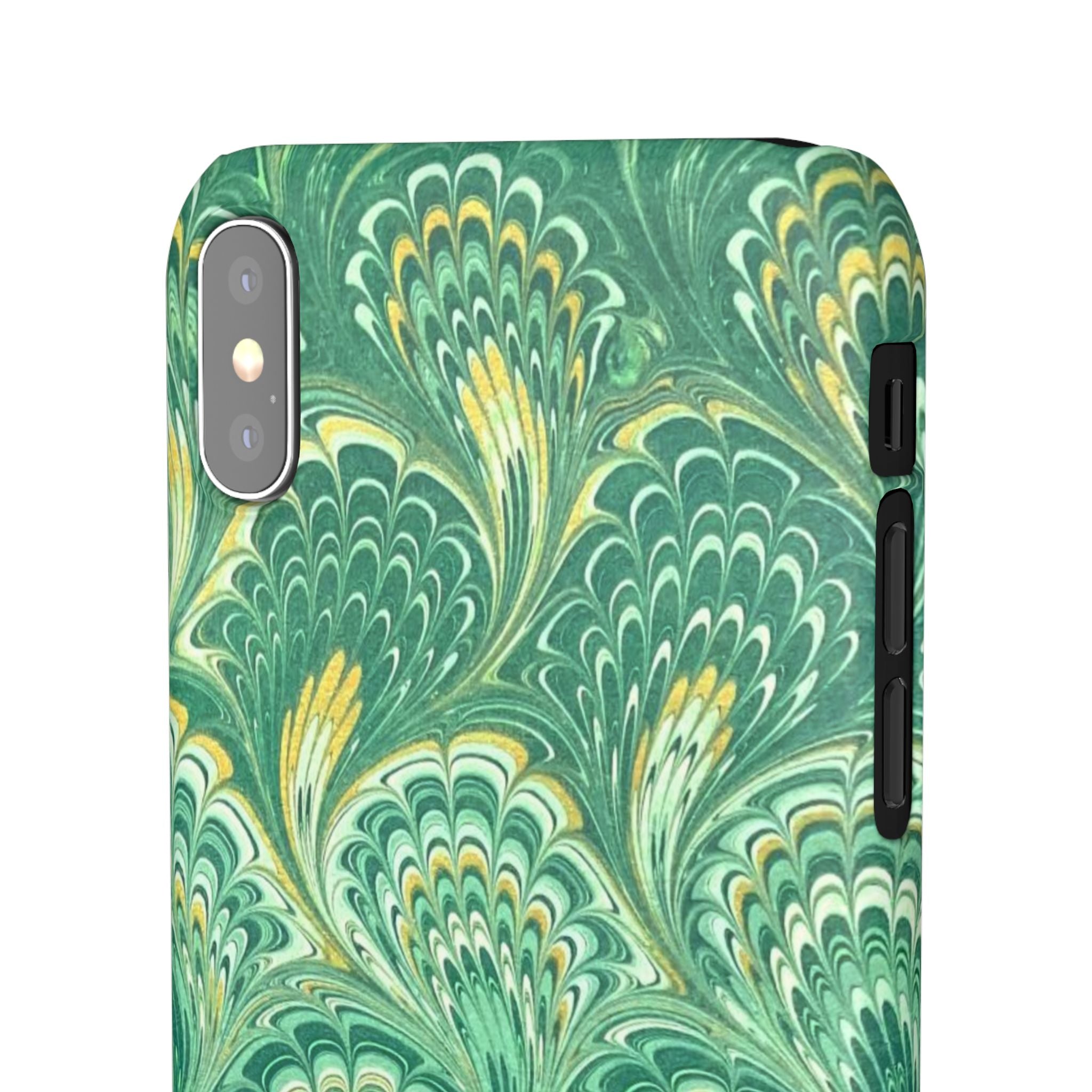 Marbled Feather Green Swirl - Single Layer Slim Phone Case