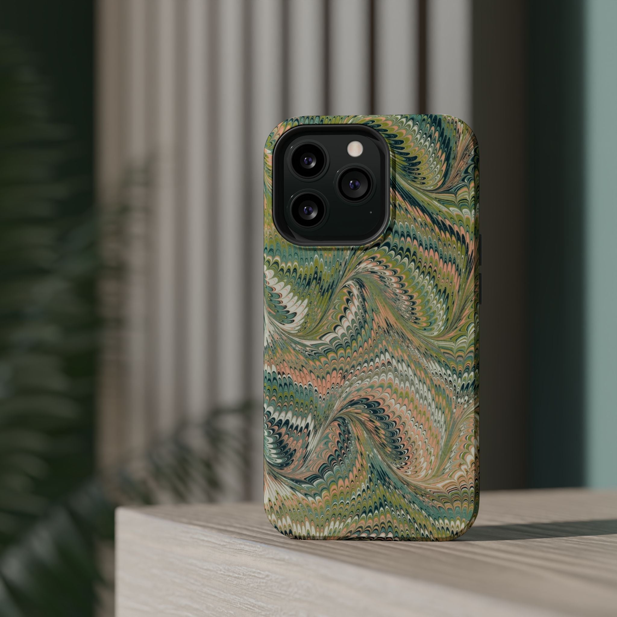 Green Pastel Italian Marble Design Magnetic MAG SAFE High Impact iPhone Cases