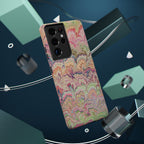 Marbled Pastel Pink and Green Impact-Resistant Phone Case for Apple + Samsung