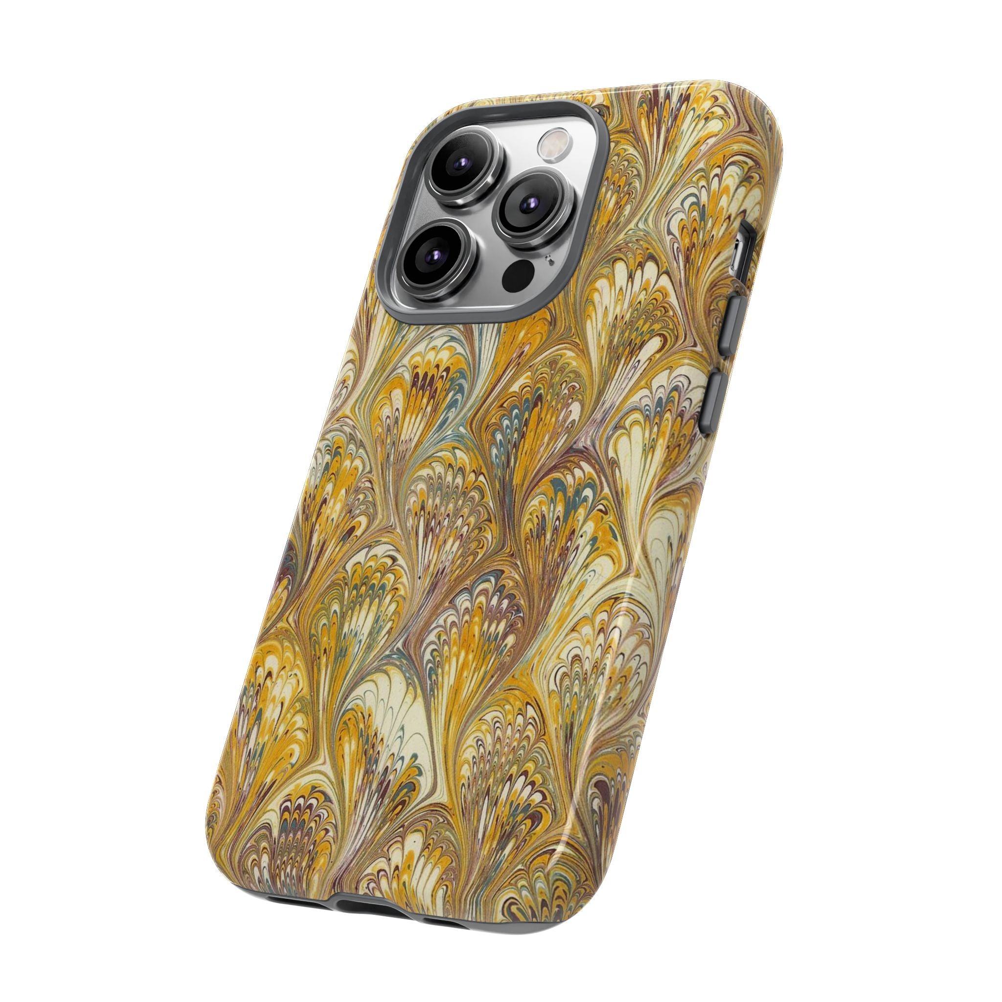 Golden Yellow Marbled Italian Phone Case - Dual Layer - Matte or Glossy
